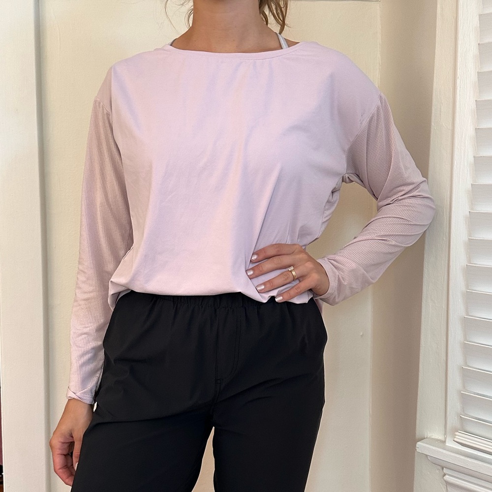 Fabletics Light Pink Long Sleeve Blouse